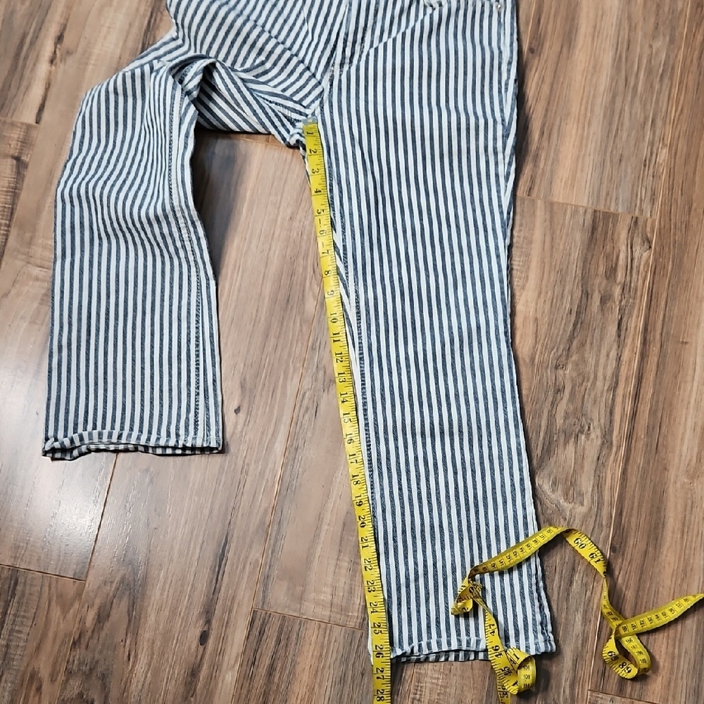 Zara Navy and White Striped Women's Jeans Size 8 - Picture 4 of 10
